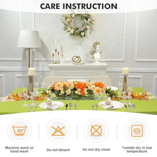 Image of SEPARO 2 Pack 6 Ft Green Table Cover Fitted Rectangular Tablecloth Stretchable Fabric Table Cloth 6 ft Wrinkle-Free for Party Tradeshows Banquet Weddings Cocktail