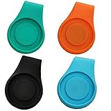 FINGER TEN Golf Hat Clip Ball Marker Holder 4 Pack Silicone with Strong Magnetic Attach to Pocket Cap Edge Gifts for Golfers Men Women Kids (4 Pack-Black+Blue+Orange+Green)