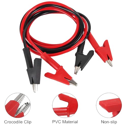 Image of DIANN 2pcs Dual-Ended Alligator Clip Test Leads 15A Test Lead Wire Cable Test Flexible Cable with Protective Jack Copper Clamps for Electrical Testing 3.3 ft /1m