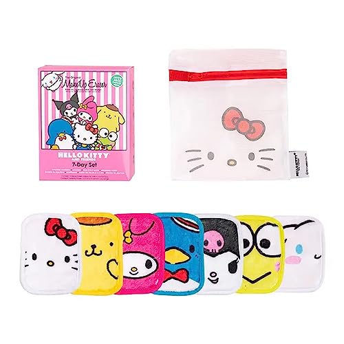 The Original MakeUp Eraser 7-Day Set, Erase All Makeup With Just Water, Including Waterproof Mascara, Eyeliner, Foundation, Lipstick, Sunscreen, and More! (Hello Kitty and Friends), 7ct.