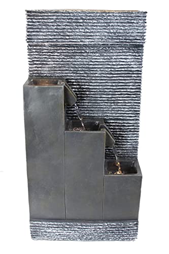 Arnusa fontein BK845 met LED-verlichting tuinfontein met decoratieve houder binnenfontein fontein voor binnen en buiten waterval tuindecoratie - Afbeelding 4