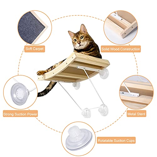 CATROMANCE Katzen Hängematte Fensterplätze Sonnenbad Katzenbett Leistungsstarker Saugnäpfe Robuster und Langlebiger Window Lounger bis 18kg Sicher & Platzsparend Fenster Katzenhängematte - Image 4