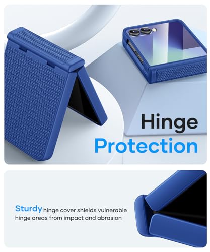 Image of Vihibii for Samsung Galaxy Z Flip 7 Case Slim with Rugged Hinge Protection & Outer Screen Protector & Non-Slip Texture, Durable Shockproof Protective Phone Case for Galaxy Z Flip 7 5G 2025, Navy Blue