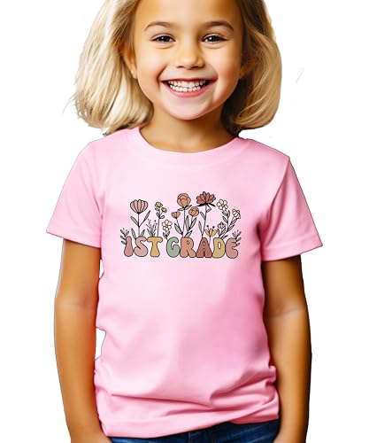 1st Grade Floral Shirt for Girls Cute Back to School Flower Graphic Tee for Kids3