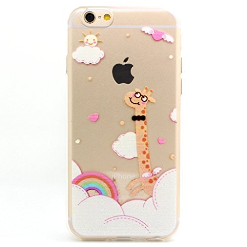iPhone 6 Case, iPhone 6s Case, JAHOLAN Amusing Whimsical Designs Clear TPU Soft Case Rubber Silicone Skin Cover for Normal 4.7 inches iPhone 6/6s - Cartoon Giraffe