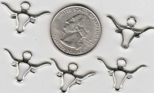 25 Metal Silver Tone Western Cow Skull Charms A3 - Jewelry Making DIY Crafting Charm Beads for Bracelets