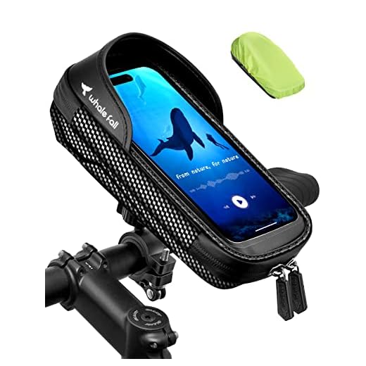 whale fall 360° Rotatable Waterproof Bike Phone Holder, Handlebar Bag & Mount for Smartphones Under 7", Bicycle Accessories for Mountain, Road, Electric Bikes & Motorcycles