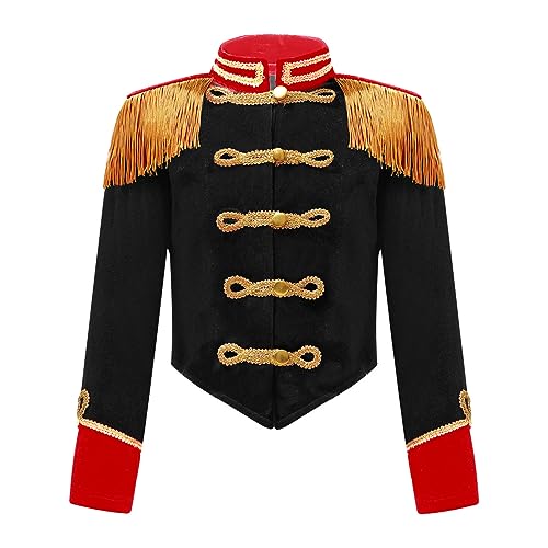 Déguisement Cirque Enfant Fille - Ensemble Bodysuit Monsieur Loyal Paillettes Manches Longues 5-16 Ans