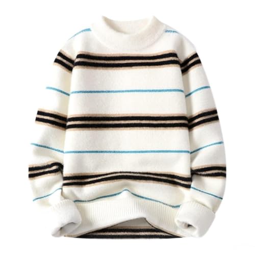 Autumn and Winter Half-Turtleneck Sweater Men's Stripes Handsome Thickened Bottoming Knit Sweater Line Clothing