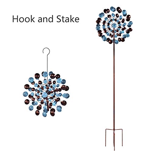 3D Kinetic Wind Spinners with Stable Stake Metal Garden Spinner with Reflective Painting Unique Lawn Ornament Wind Mill for Outdoor Yard Lawn Garden Decorations