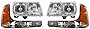 Garage-Pro Headlight Compatible with 1999-2000 Cadillac Escalade, Fits 1999-2000 GMC Yukon Driver and Passenger Side Halogen Set of 4, Clear Lens