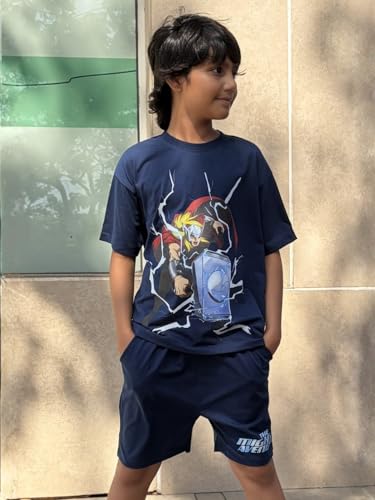 Image of Nap Chief Kids Cotton Official Marvel Superhero's Printed Co ord Sets for Boys & Girls, T Shirt and Shorts for Casual Wear