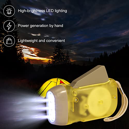 Mudder 24 Pieces Hand Crank Flashlight No Battery Flashlight With Led Self Powered Charging Torch Dynamo For Camping Emergency (Yellow, Red, Grey, Blue) #TOP3