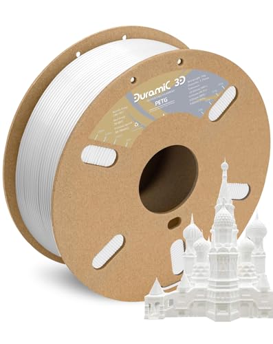 Image of DURAMIC 3D PETG Filament 1.75mm White, 3D Printing Filament 1kg Spool(2.2lbs), White Filament 1.75mm Dimensional Accuracy + /- 0.05 mm Non-Tangling Non-Clogging Non-Stringing