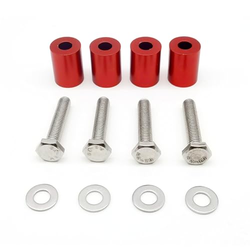 Image of 1 Set Racing Modification Parts JDM Hood Heightener, Automotive Turbo Motor Hood Spacer Riser Kit, Durable Original Aperture 8MM Aluminum Alloy Hood Gasket, Universal for Most Cars (Red)