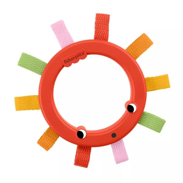 Fisher-Price Animal Ring Teether Toy for Babies | Easy-Grip Sensory Teething Ring with Textured Tabs | Baby Teether from 3 Months+