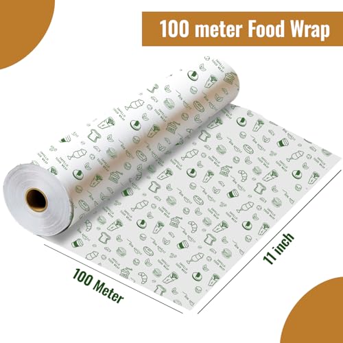 Image of 100 Mtr Food Wrapping Paper Roll - Non-Stick, Oil Proof Butter Paper Roll, Foil Paper for Food Wrap, Chapati, Roti Wrap & More, Wrapping Paper for Food