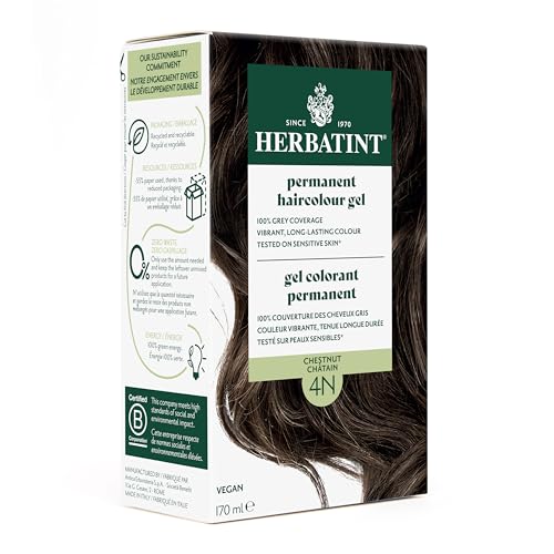 Herbatint Permanent Hair Dye For Women - 4N Chestnut - For Up To 100% Gray Coverage of Resistant Gray Hair - Ammonia-Free, Alcohol-Free & Vegan - Salon Influenced Hair color 170ml, 5.75 fl oz