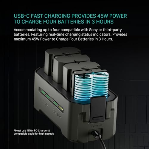 Image of Tilta NP-FZ100 Portable Charging Station | Works with FX3, FX30, FX2, ZV-E1, FX30B, A7S III, A7S II, A7 IV, A7 III, A7R V, A7R IV, A7C II, A7C, A9, A9 II, A9 III, A1 II, A6700 | Green | Charges Four Np-Fz100 Batteries Via USB-C Pd, Status Leds, Compact Edc Design, Green Finish