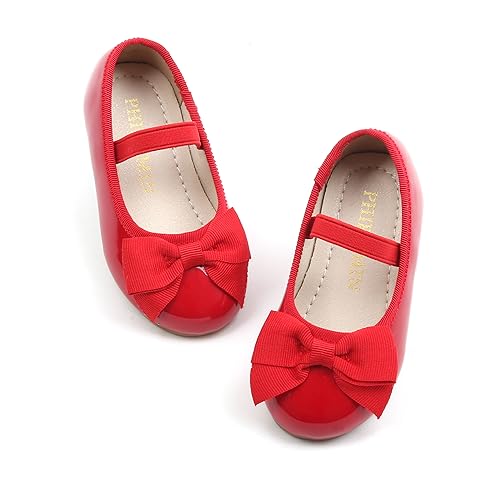 Image of PHIRAMIN Toddler Flower Girl Dress Shoes - Little Girl Ballet Flats Bow Wedding Party