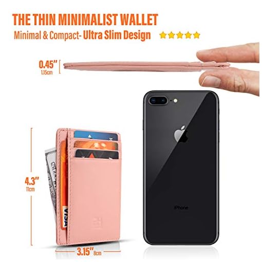 Slim RFID Blocking Card Holder Leather Front Pocket Wallet for Women - Image 5