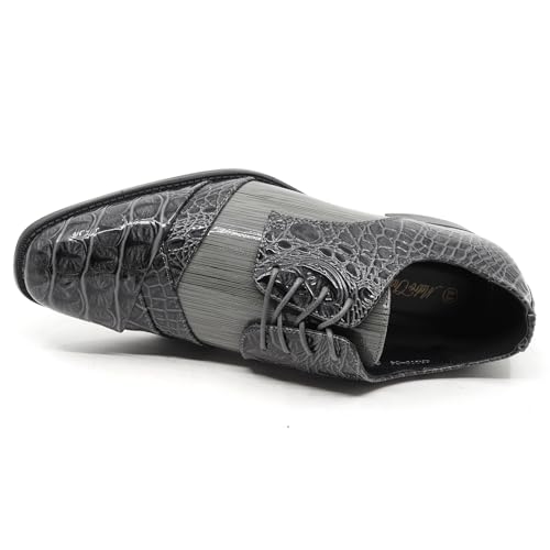 Image of Metrocharm Men's Formal Fashion Tuxedo Wedding Lace Up Cap Toe Dress Shoe croco-04