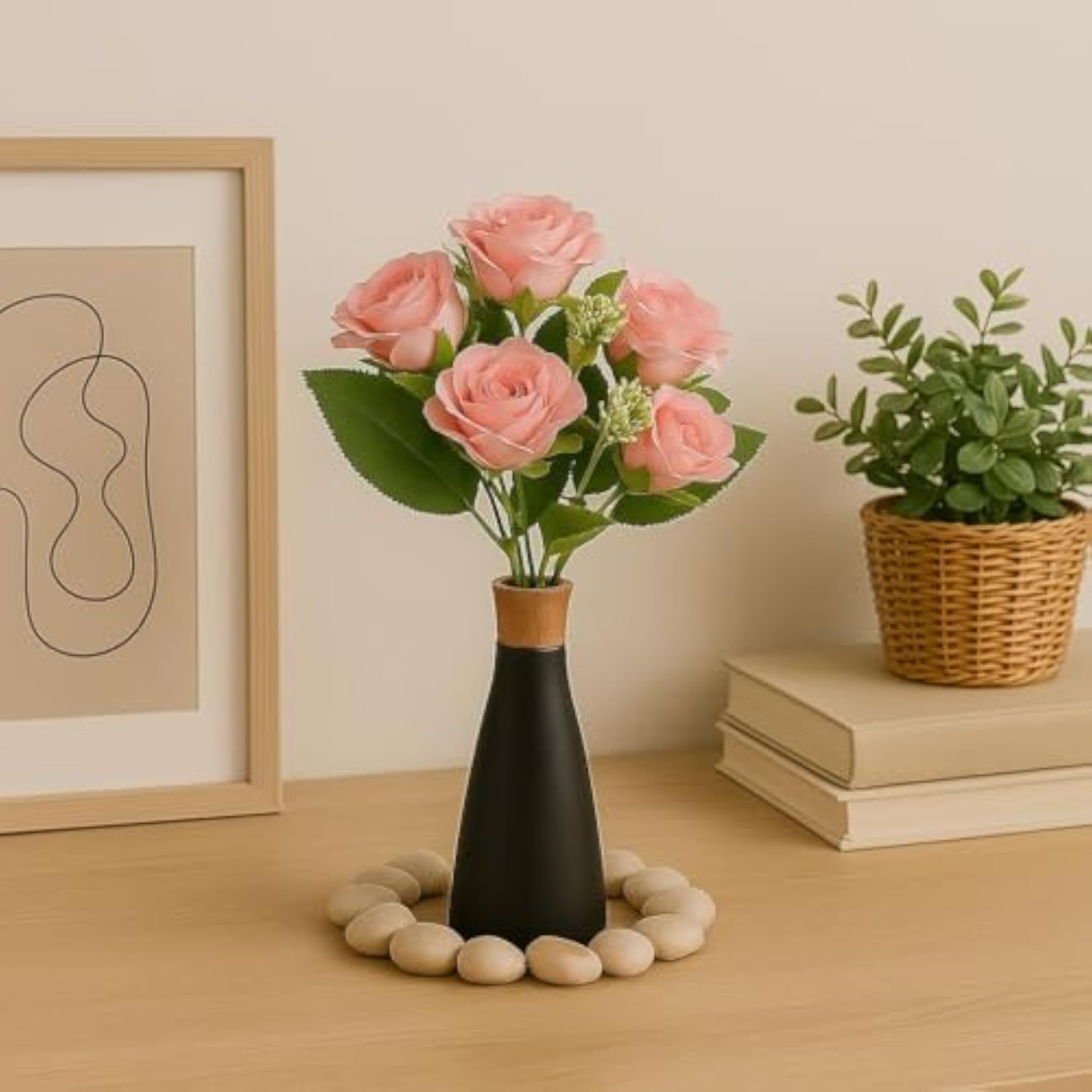 Artificial 7 Rose Flower Bunch for Home Décor