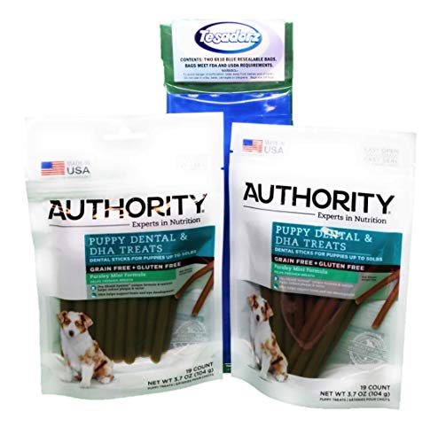 Authority Puppy Dental and DHA Stick Treats (Parsley Mint, Pack of 2)