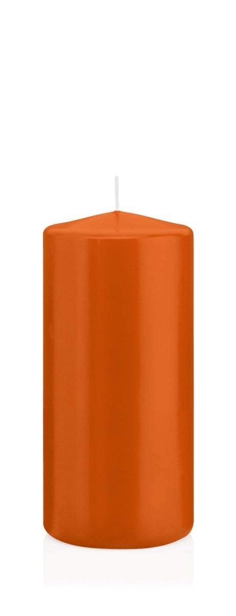 Inna-Glas Orange Pillar Candle Maeva, 15Cm, Ø7cm, 63H - Made In Germany - Votive Candle