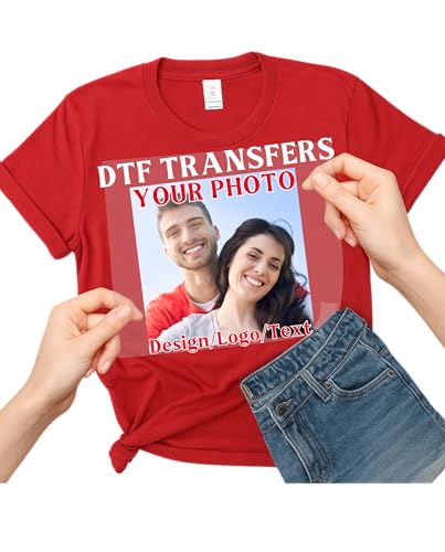 Custom DTF Transfers Ready to Press Personalized Iron on Photo Design Text Transfers for Tshirts Iron on Logo Decals for Clothing Make Your Own Heat Transfers Patches