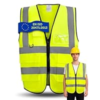 Brovamo Warnwesten Auto, Warnweste, Warnweste Kinder Erwachsene, Reflektierende Warnwesten Alle Größen - Sicherheitswesten Gelb, Warnweste für Auto Fahrrad Motorrad (L)