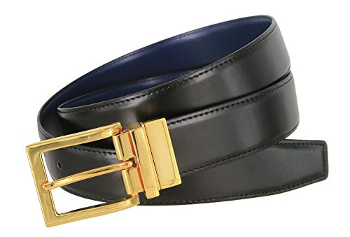 Men's Belt Genuine Leather Reversible Belt Rotated Buckle 1-3/8" wide Dress Casual Belt3