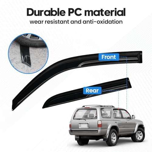 Image of 4Runner Rain Guards - Window Visors for Toyota 4Runner 1996-2002, Out-Channel Side Window Rain Guards for 4Runner Accessories, 4PCS, Black, Car Accessories
