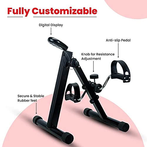 Image of SPARNOD FITNESS SMB-200 Cycle Pedal Exerciser with Adjustable Resistance - Suitable for Light Exercise of Legs, Arms, and Physiotherapy at Home, Black