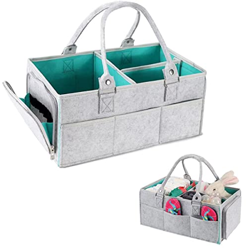 Organizador de Pañales para Bebé, Bolsa de Almacenamiento Fieltro Plegable Guardería, Bolsa Organizadora para Cambiar Pañales Toallitas Juguetes para la Ducha del Recién Nacido
