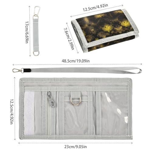 Bolaz The Trifold Camouflage Wallets-Yellow Black Scales Snake Skin Pattern,Customized Coin Case Lightweight Card Pocket Money Organizer3