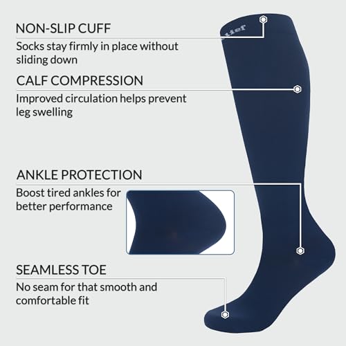 360 RELIEF 1 Pair Compression Socks for Women & Men - 15-20 mmHg Travel Flight Socks – Graduated Support - Ideal for Running, Cycling & during Maternity -S/M, Blue with Laundry Bag - Image 3