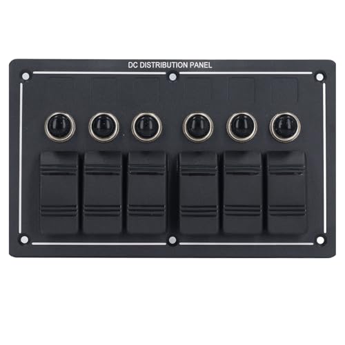 Painel de Interruptor Basculante de 6 Grupos, Proteção contra Sobrecarga de 12V, Abertura Automática
