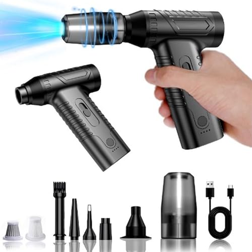 Air Duster, Jet Dryer Blower, 4000mAh Portable Electric Air Duster, No Canned Air Duster Replace Compressed Air Can, Jet Fan for Car Dry, Keyboard Computer Cleaning,Air Bed,Hair