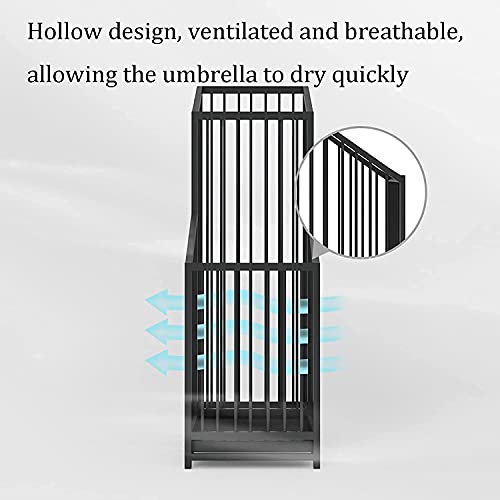 Image of 567766 Umbrella Stand- Black Metal Umbrella Stand, Umbrela Storage Bucket for Household Commercial Hotel Bank, with Detachable Drip Tray, Easy to Clean