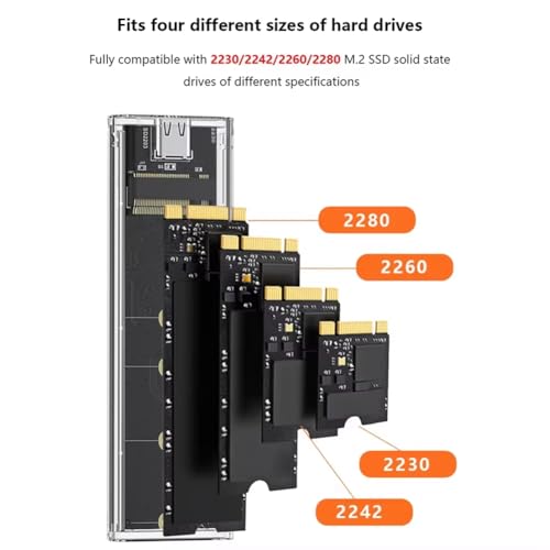 Yopeissn RGB M.2 NVMe SSD Enclosure 10gbps Dual Protocol NVME/NGFF Hard Drive Box forM/B Key SSD 2230 2242 2260 2280 - Image 4