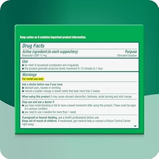 Dulcolax Stimulant Laxative Medicated Suppositories, Predictable & Effective Constipation Relief, Bisacodyl 10 mg, 28 Count, Stimulant Laxatives