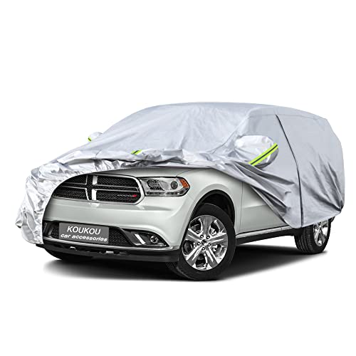 Image of KouKou 6 Layers Car Cover Custom Fit Dodge Durango from 1998 to 2025, Waterproof Car Cover All Weather for Automobiles Outdoor Indoor with Zipper Door, Sun Rain Dust Snow Protection.