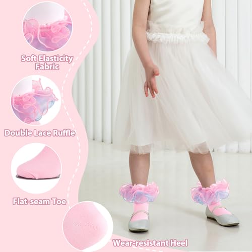 Girls Ruffle Socks Toddler Girl Lace Frilly Dress Socks Cute Church Pageant Sock with Big Ruffles for Baby Little Kid2