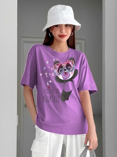 Image of Parona Polyester Casual Round Neck Printed T-Shirt | Half Sleeves Tshirt for Women