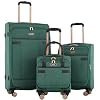 kensie Hudson Softside 3-Piece Spinner Luggage Set, Smoke Pine