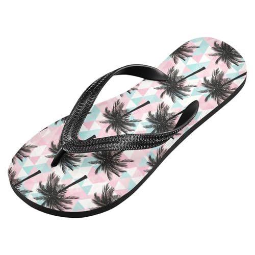Palm Tree Pink Triangle Flip Flops for Beach Thong Sandals Anti-slip Lightweight Flat Slippers for Summer Outdoor Travel2