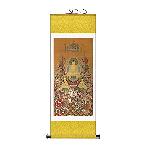 Amazon.co.jp: 掛け軸 開運画掛軸- 【釈迦三尊：文殊菩薩・釈迦如来