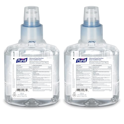 PURELL LTX-12 Advanced Green Certified Hand Sanitizer Foam, Fragrance Free, 1200 mL EcoLogo Certified Sanitizer Refill for PURELL LTX-12 Touch-Free Dispenser (Pack of 2) - 1904-02