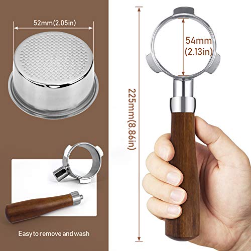 54mm Bottomless Naked Portafilter- Fits 54mm Breville Barista Series Filter Basket Stainless Steel Replacement Handle, Compatible with Breville Machines Espresso Tool